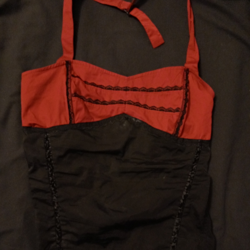Tripp Red and Black bustier top sz L